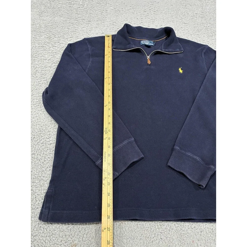 Vintage Polo Ralph Lauren Sweater Mens XL Blue 1/4 Zip Cotton Pony Collared 90s
